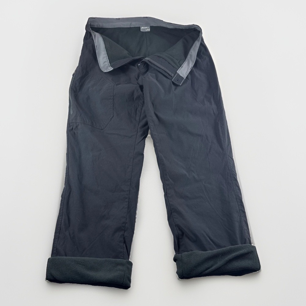 Eddie Bauer Fleece Lined Pants Mens 36x30 Black Outdoors Winter Hiking Insulated